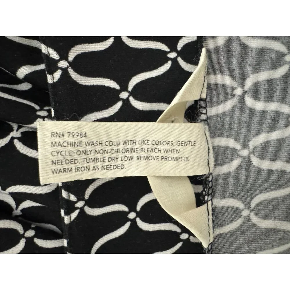 Soma Black & White Ruffled V-Neck Empire Waist Ultra-Soft Dress Size L‎ Fall